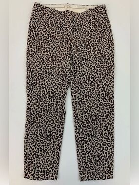 J.Crew Cafe Capri Cheetah Print Cuffed Leg Pant, 100% Linen, Size 6